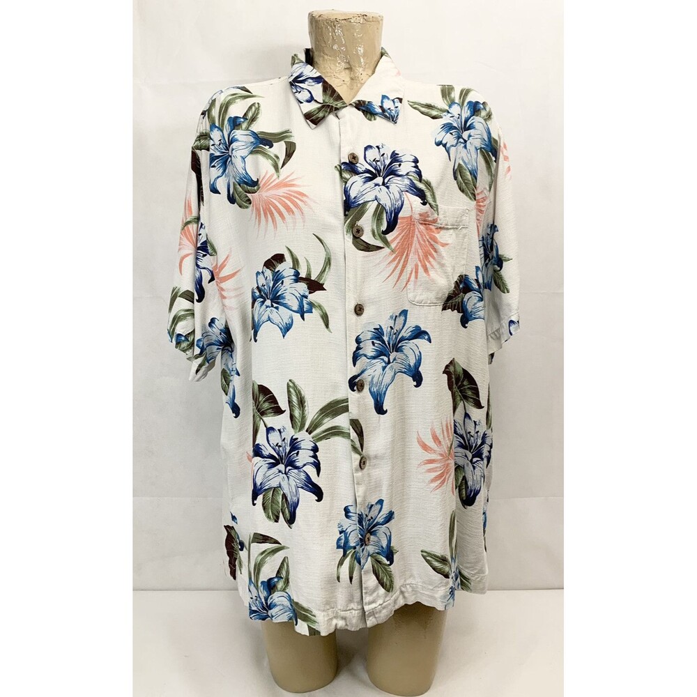 Men's Caribbean Silk Rayon Shirt XL X Large 52” Short Sleeve Button Hawaiian